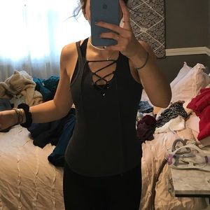 Grey Arie lace up tank top